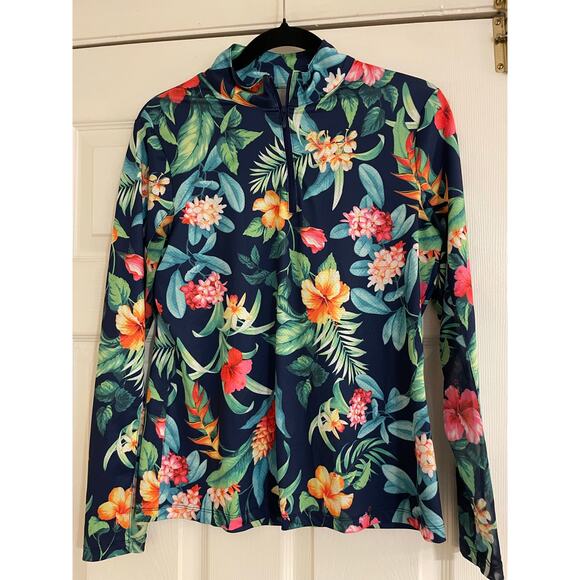 Gottex floral print long sleeve active half zip top small - Picture 2 of 9
